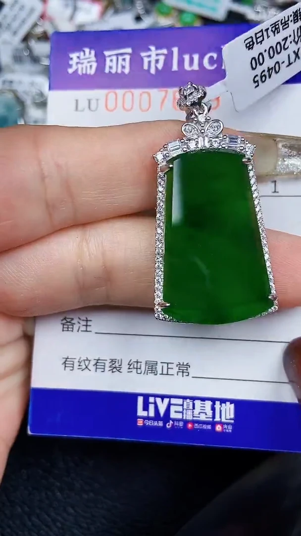 颈饰银S925镶嵌翡翠7629