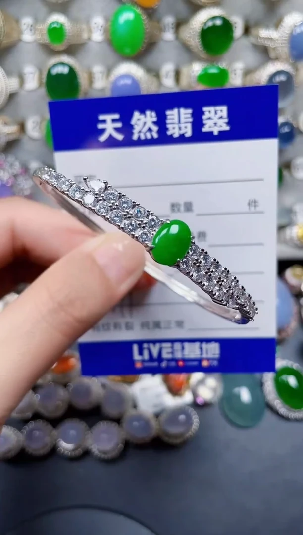 银S925镶嵌手镯翡翠191