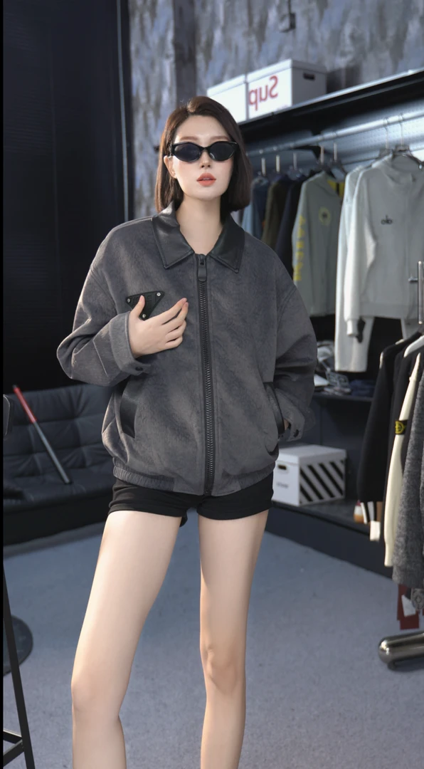 佐亿龍收口袖男春秋休闲常规袖男士厚款深灰款RS6049