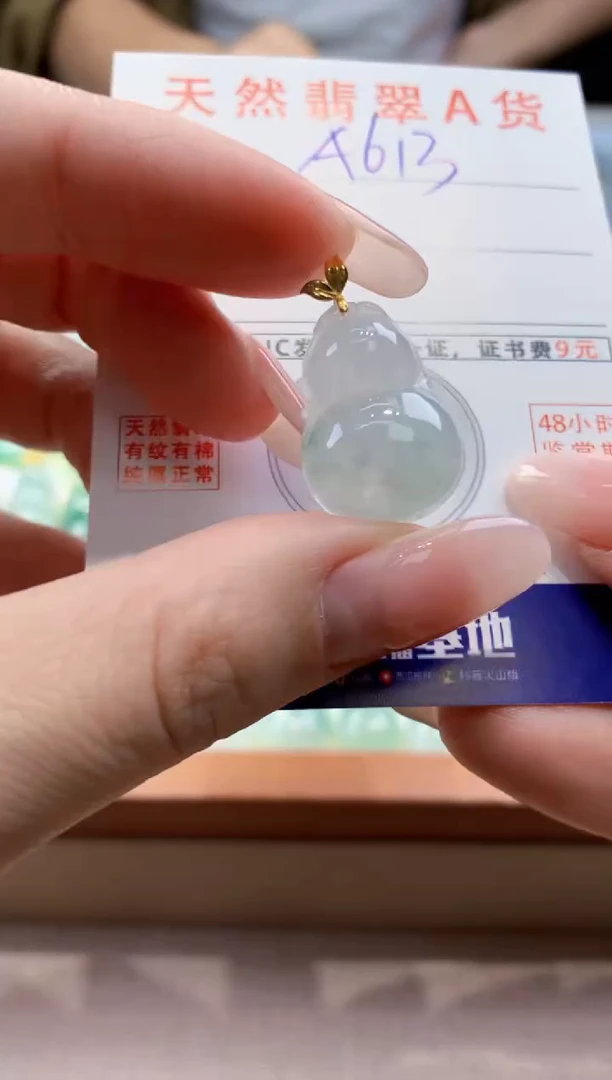 颈饰18K金镶嵌翡翠天然缅甸a货翡翠