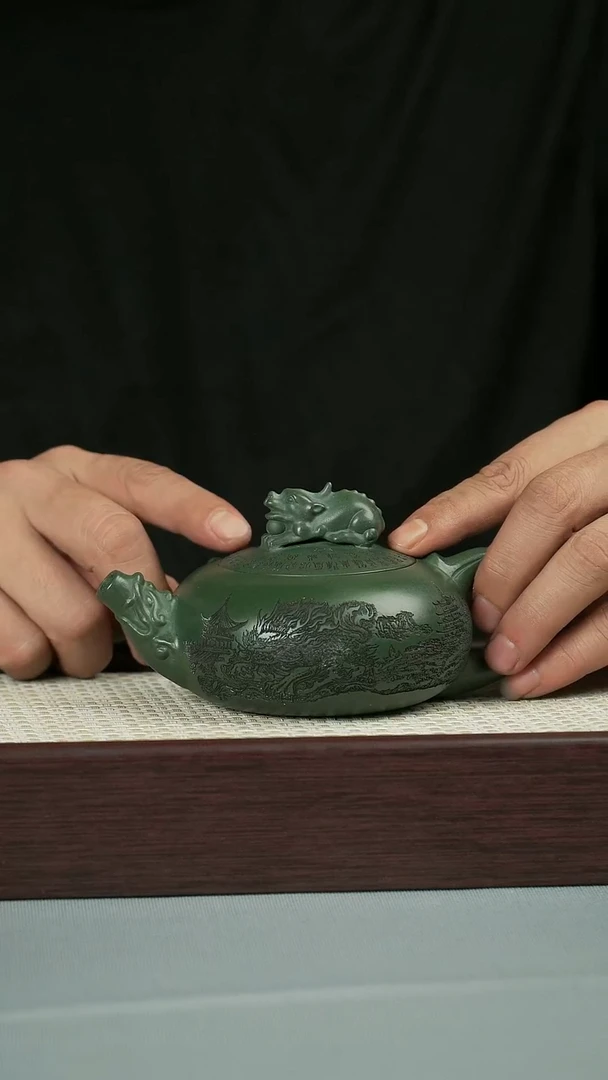茶壶紫砂 景州绿泥 天官赐福