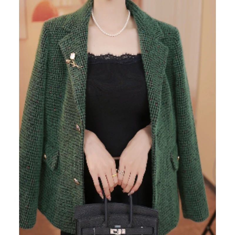 X1158气质百搭小香风短款蓝色女装外套2025新款秋冬