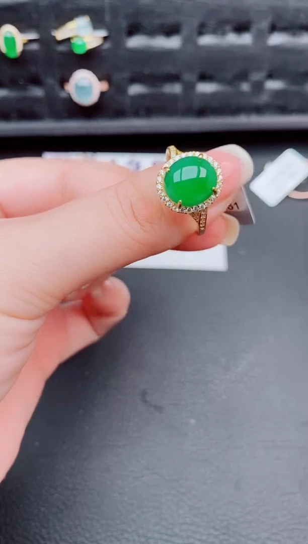 翡翠戒指银S925镶嵌天然a货翡翠190