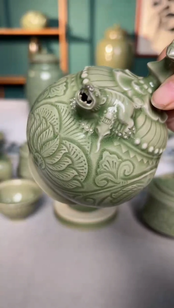 【闪购商品】其他耀州窑纯手工刻花小号倒流壶微瑕福利