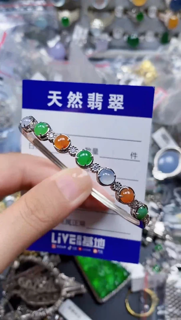 银S925镶嵌手镯翡翠232