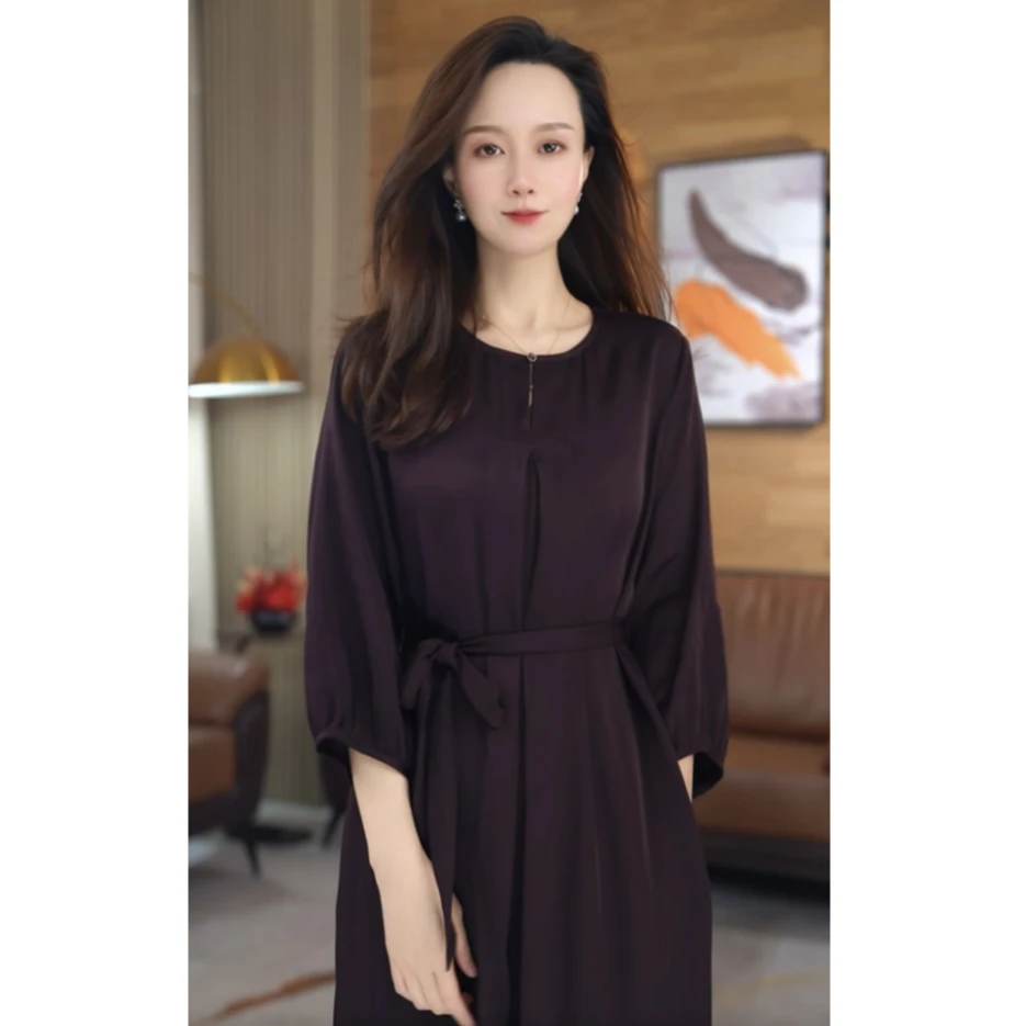 2025春夏新款桑蚕丝气质轻奢女装连衣裙82598766