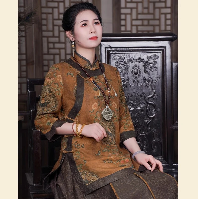 【时来运转太太服】香云纱重工太太服小衫上衣 G394320