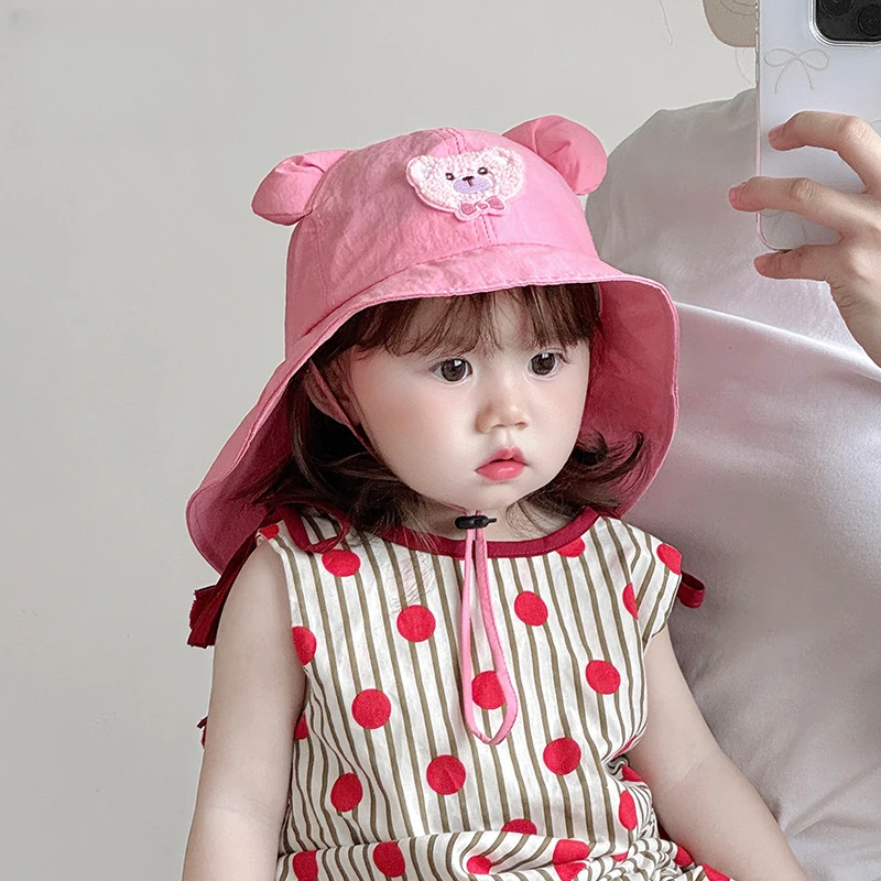 宝宝帽子夏季薄款透气速干披肩帽护脖大檐遮阳帽男女童太阳帽