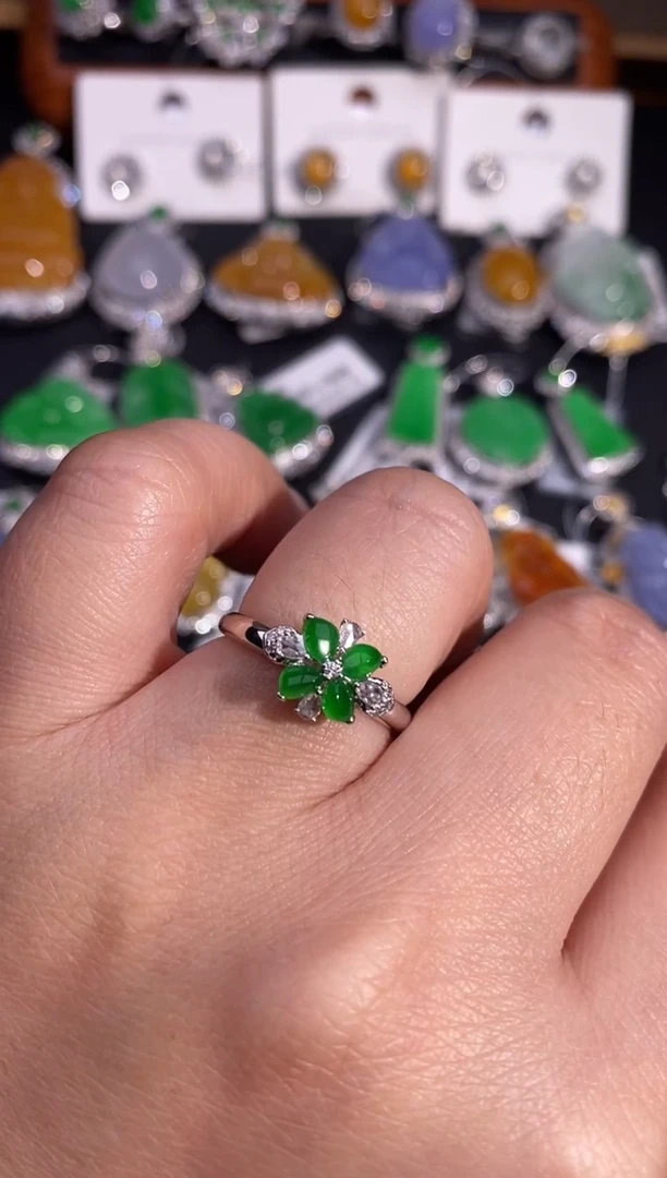 【闪购商品】翡翠戒指18K金镶嵌戒指