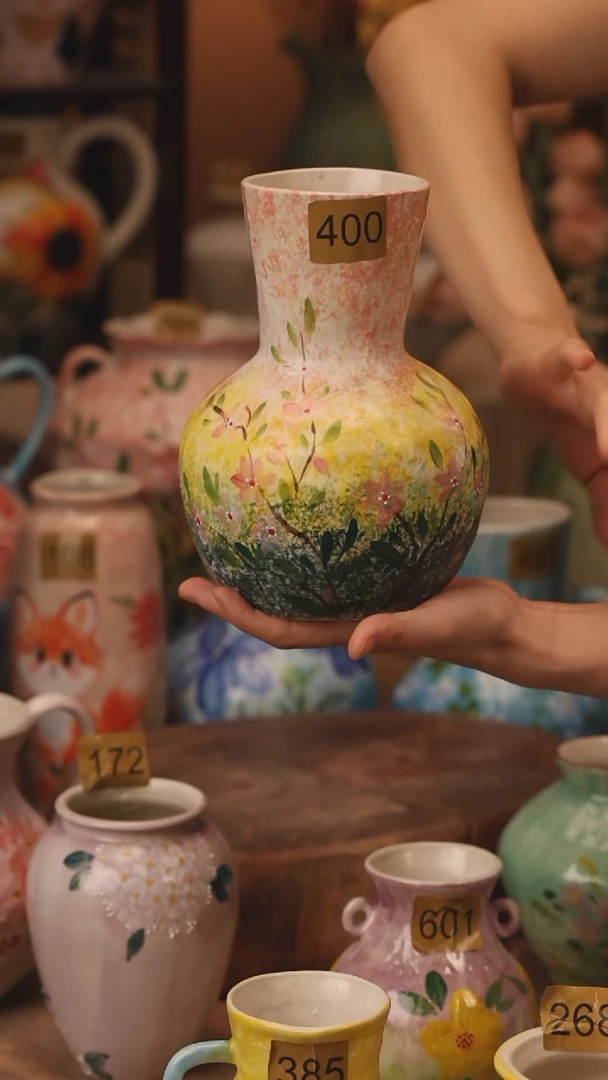 陶瓷400景德镇设计师手作花器摆件侘寂风