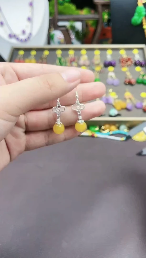 【闪购商品】玛瑙/玉髓耳钉银S925镶嵌702000