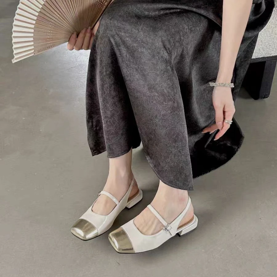 16987 新款法式气质百搭时尚粗跟包头凉鞋