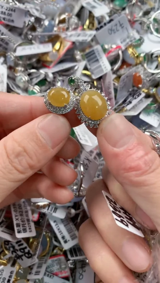 银S925镶嵌戒指翡翠222             6