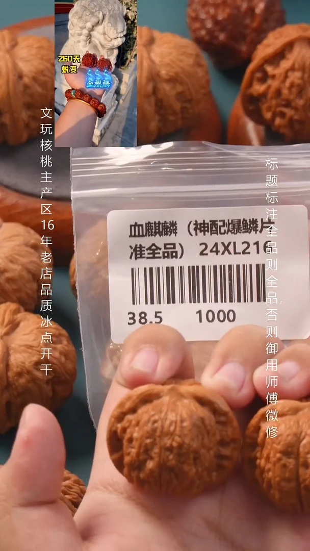 把件文玩核桃38.5血麒麟【准全品】