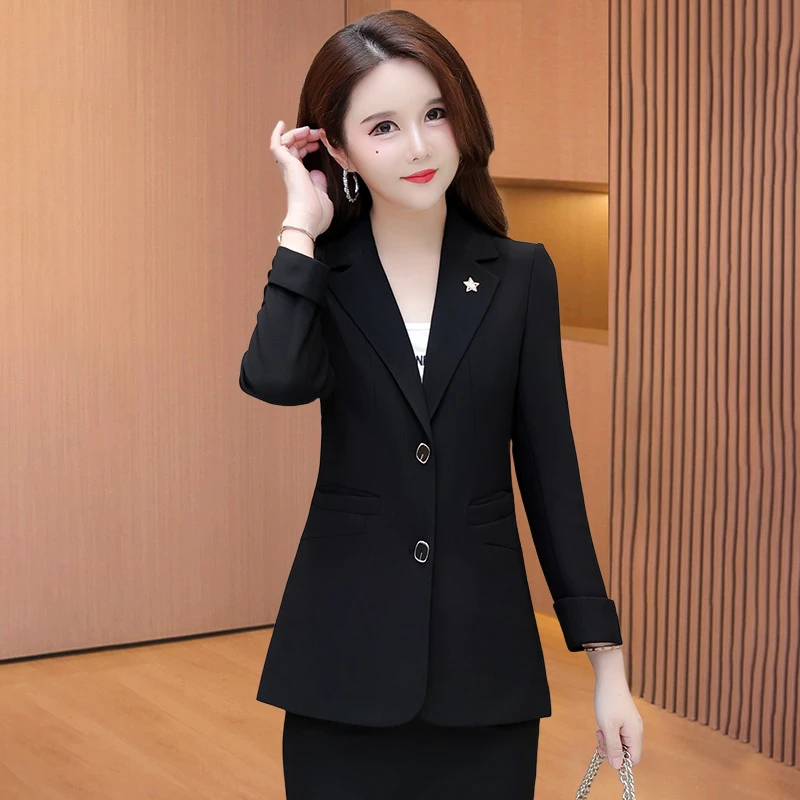 【莫瑞】黑色小西装外套女2025新款春秋高级感气质妈妈职业休闲西服