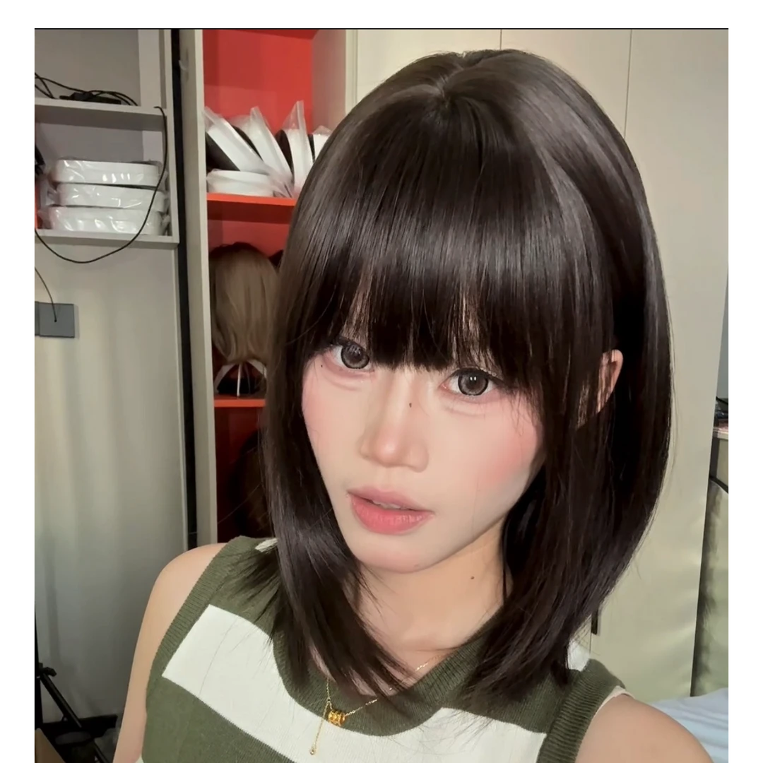 假发女中长发自然仿真人发丝层次锁骨发减龄整顶短发头套假发