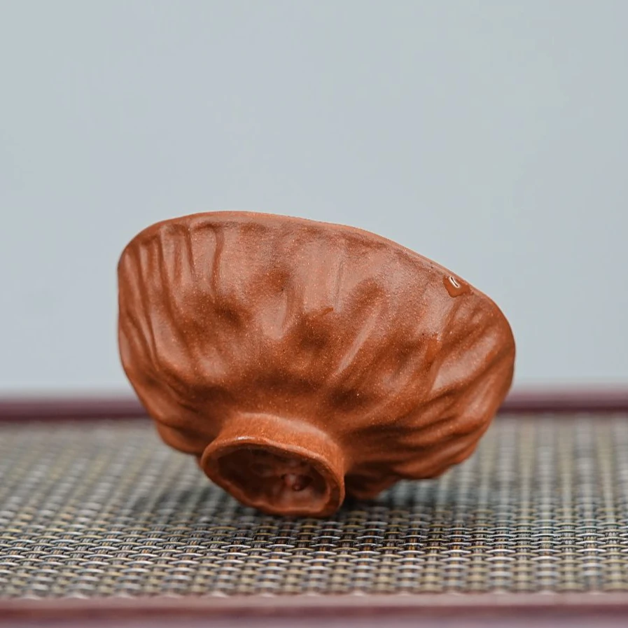 宜兴原矿紫砂壶 原矿黄金段泥 全手莲蓬杯 紫砂壶