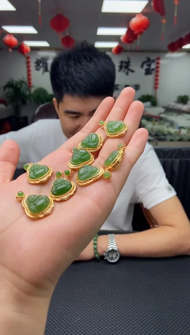 和田玉银S925镶嵌颈饰颜色多样性发拍一发一