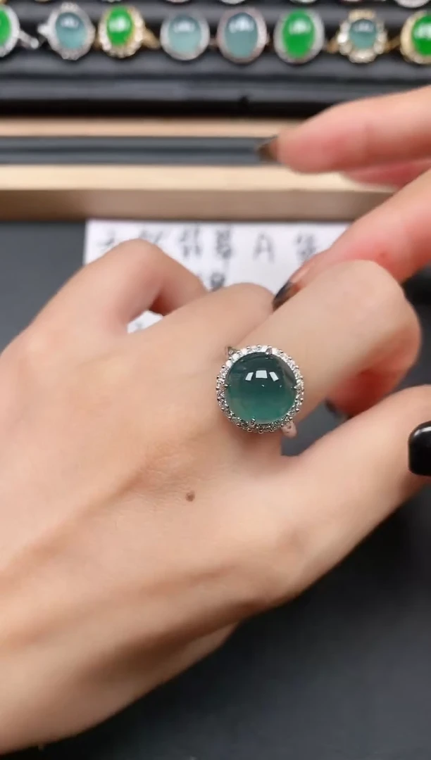 翡翠戒指银S925镶嵌111111