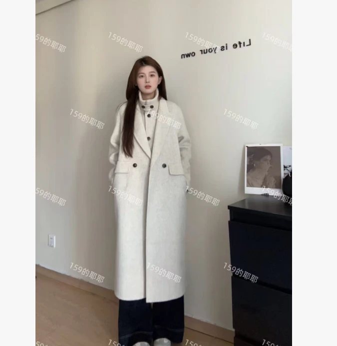 2025秋季新款立领长款马甲俩件套羊毛大衣