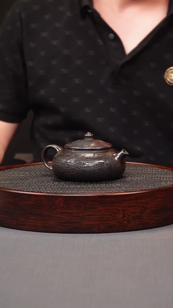 茶壶紫砂石黄山水寒江