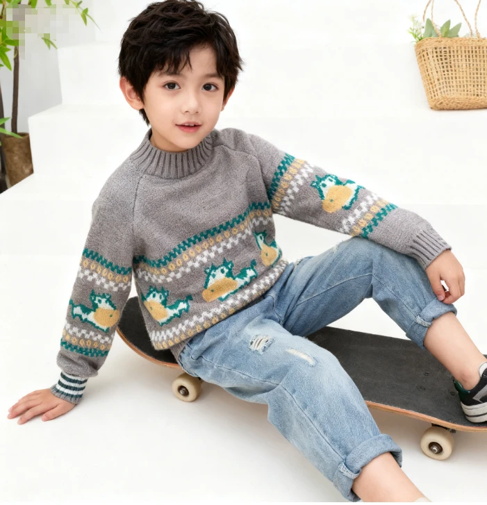 YIYANG童装毛衣套头休闲时尚秋冬毛衣百搭女童毛衣男童洋气1280