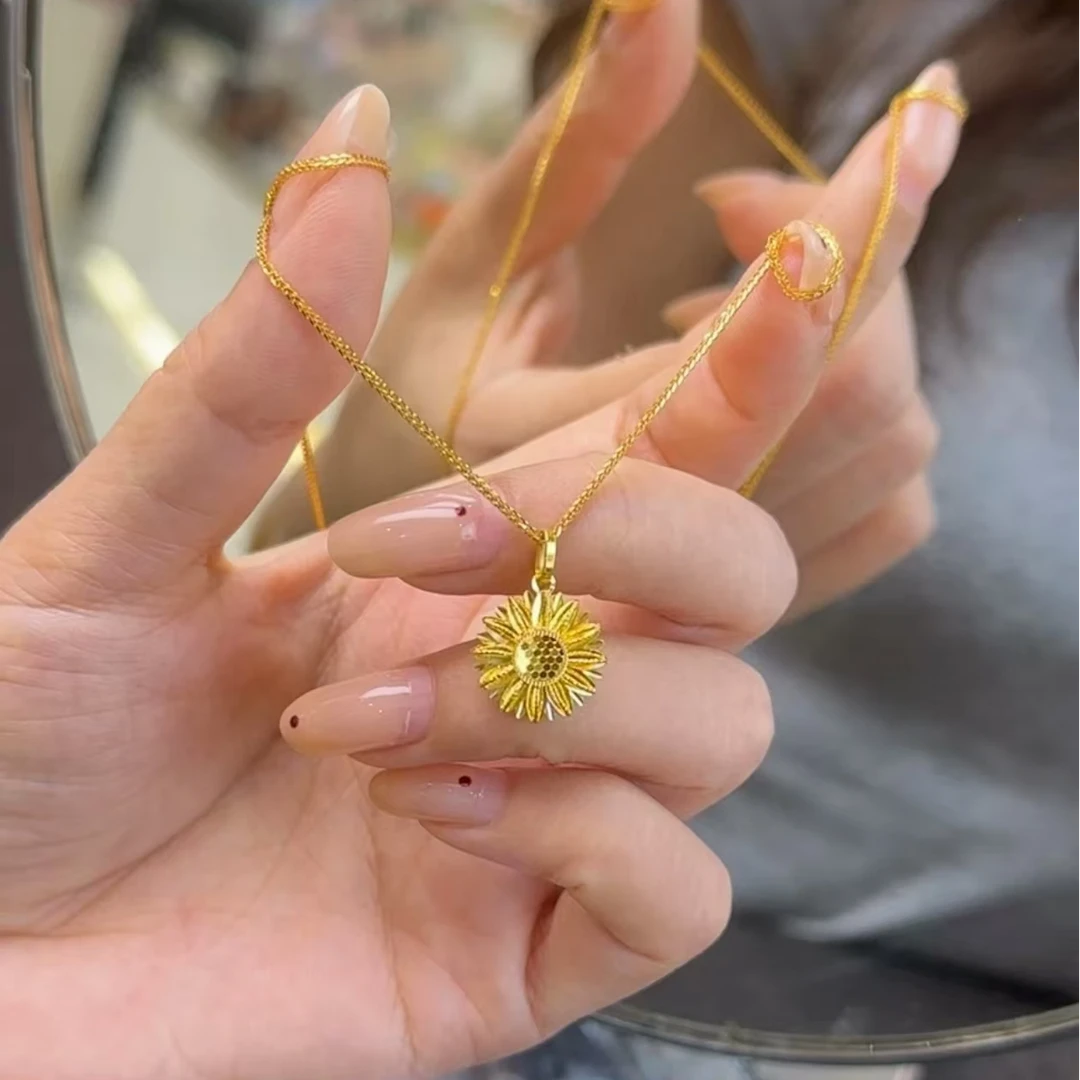 周大生足金炫彩太阳花套链向日葵时尚精美送女友生日礼物中秋送礼