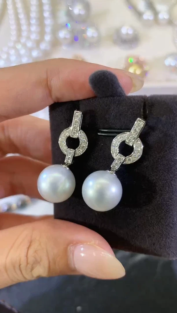 18K金镶嵌海水珍珠耳饰a242