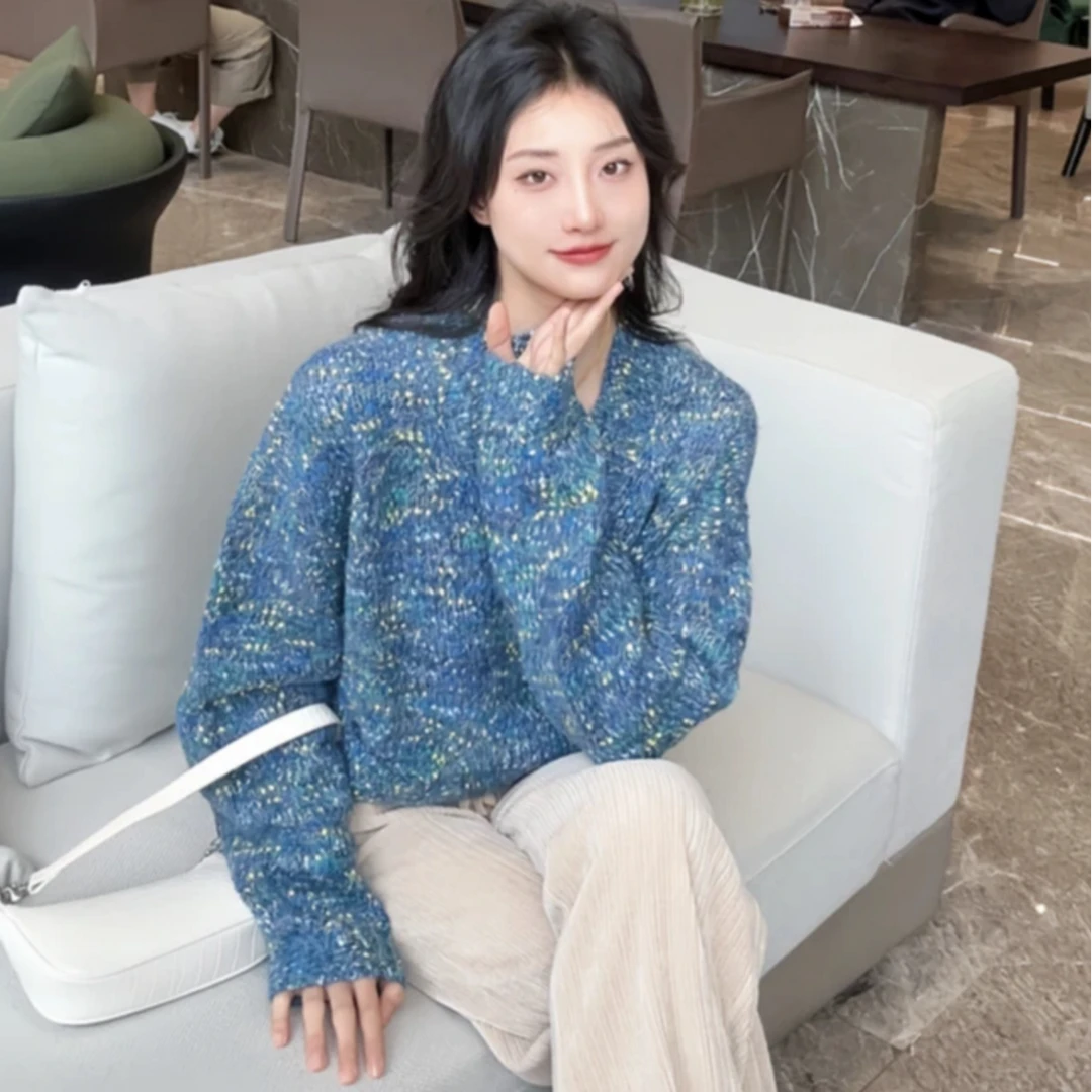 GIRDEAR/哥弟新款千金风时尚减龄V领套头圆领长袖针织衫女1399680