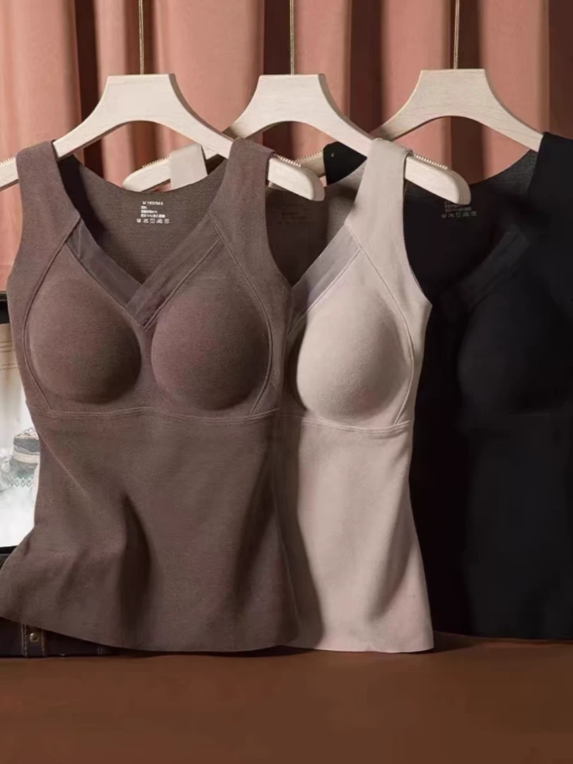 薄款1层保暖保暖背心加绒厚款不加绒V领女