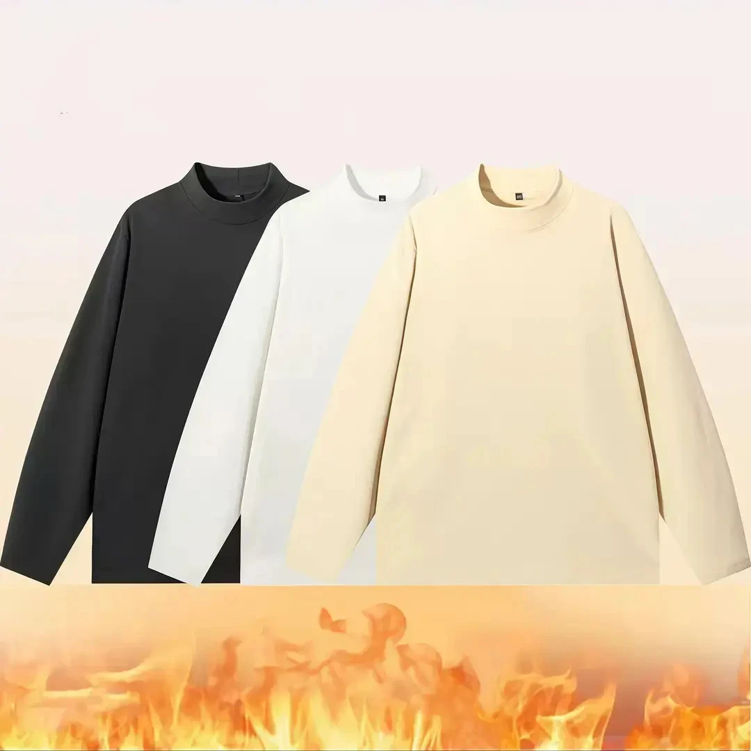【森弟推荐】长袖T恤男士秋冬季2025新款双面暖绒纯色打底衫-ATM2