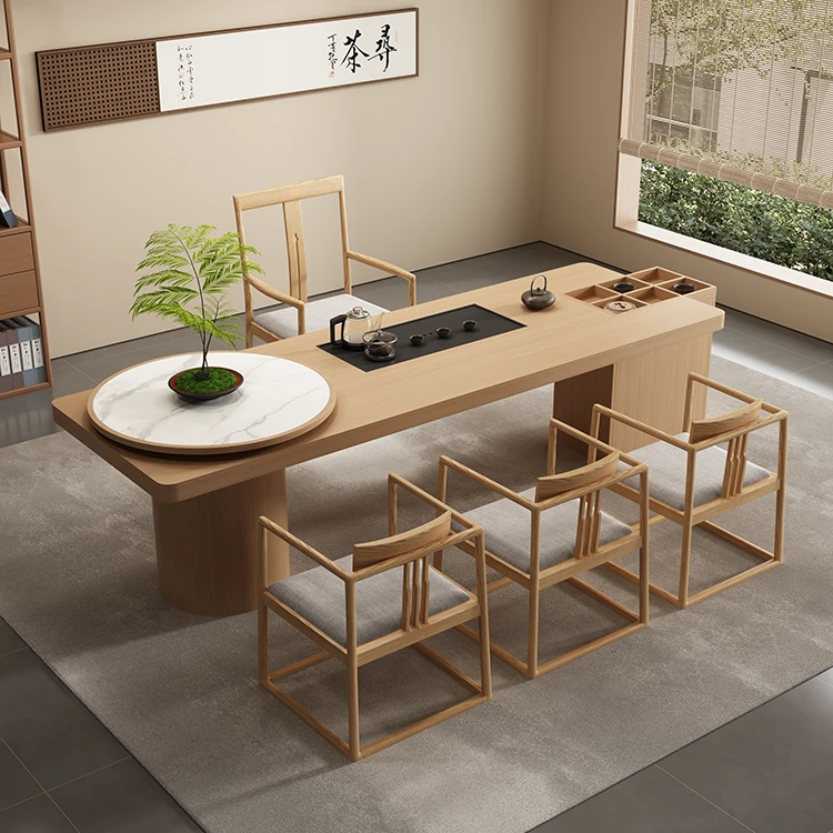 新中式实木简约茶桌椅组合家用办公室茶室泡茶台茶空间家具定制