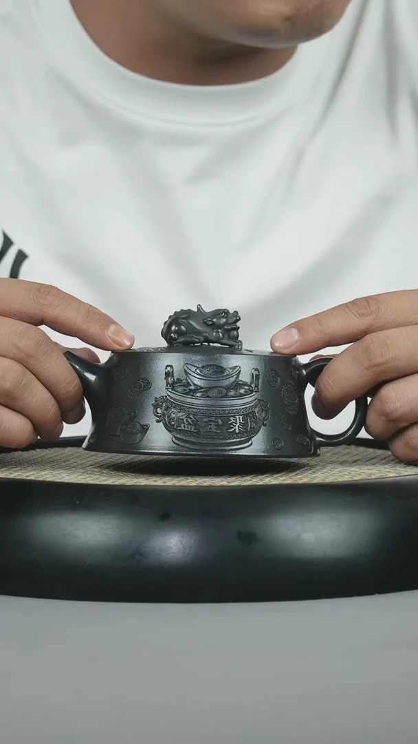 茶壶紫砂 原矿石黄 招财进宝