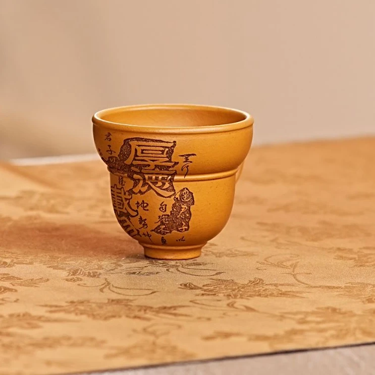宜兴原矿紫砂黄金段福禄主人小杯茶杯茶器 177