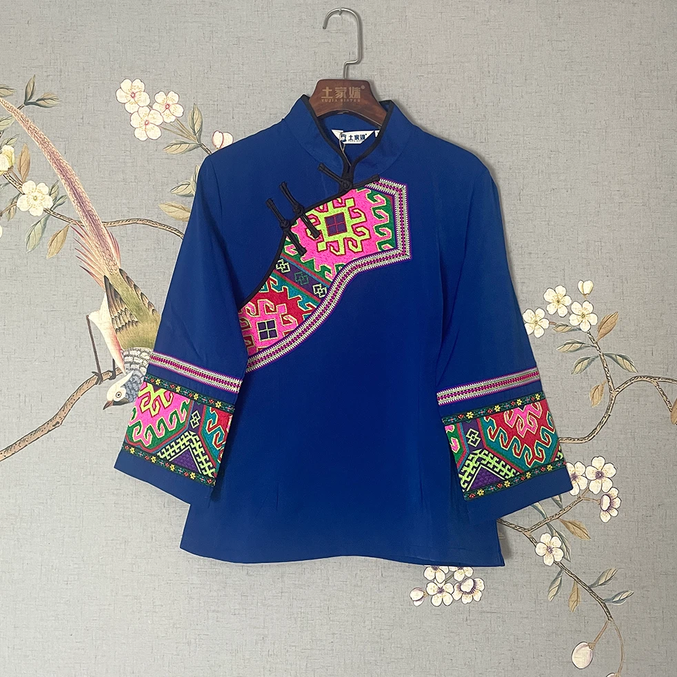 土家妹【工厂清仓】厚款土家族苗族传统民族服9分袖女上衣123710