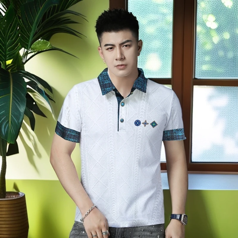 娜罗普西男士时尚潮牌新款休闲百搭翻领POLO衫潮流短袖T恤男装上