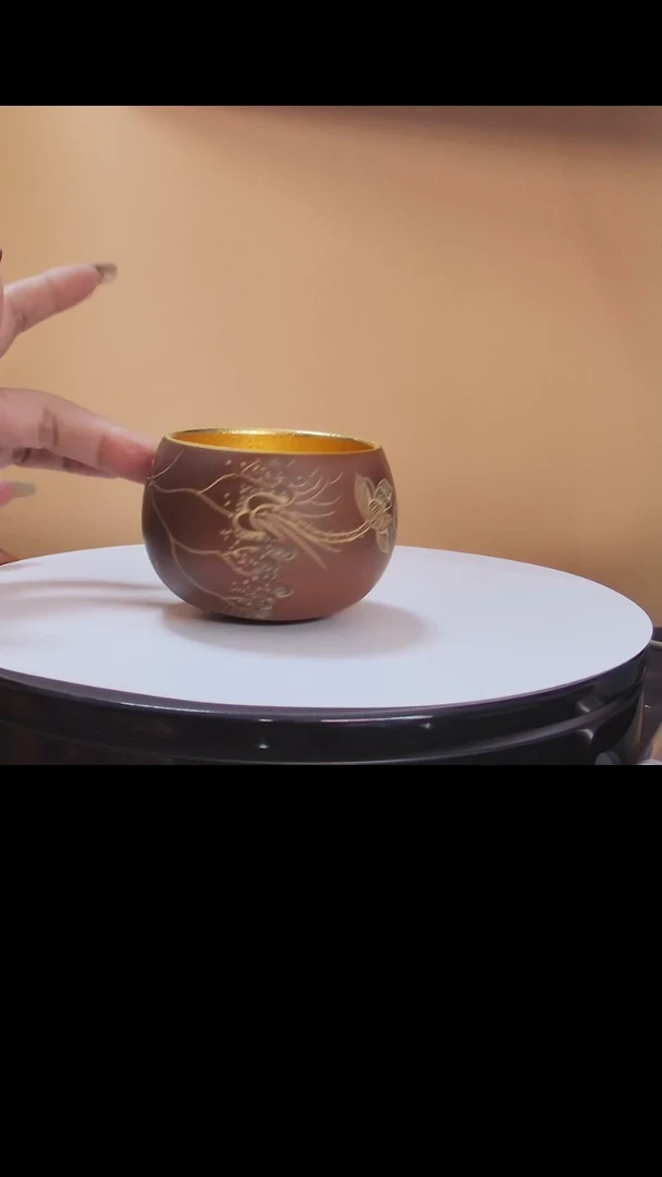 【闪购商品】鱼戏荷花内鎏金主人杯