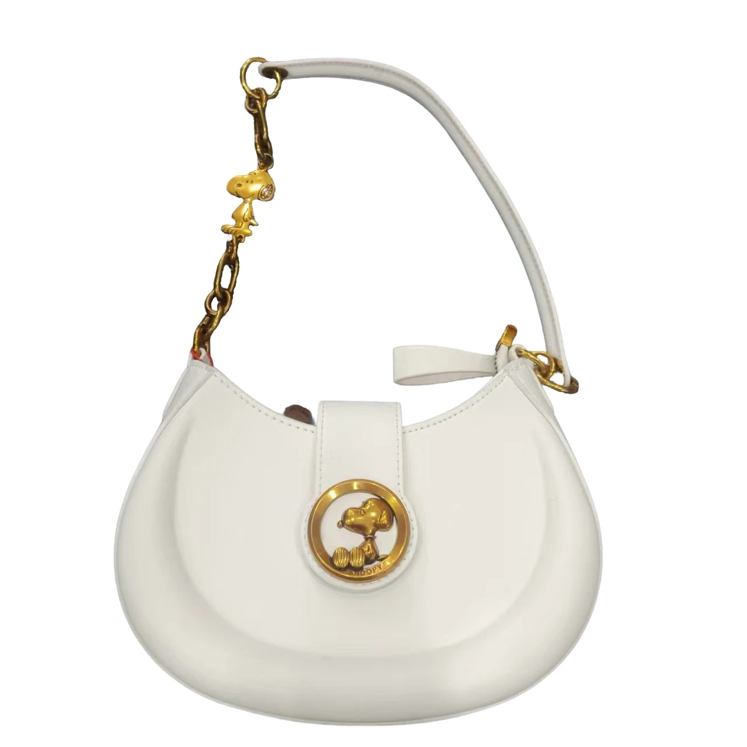 【叶子姐补贴】2025新款百搭休闲白色单肩腋下包-202402白色