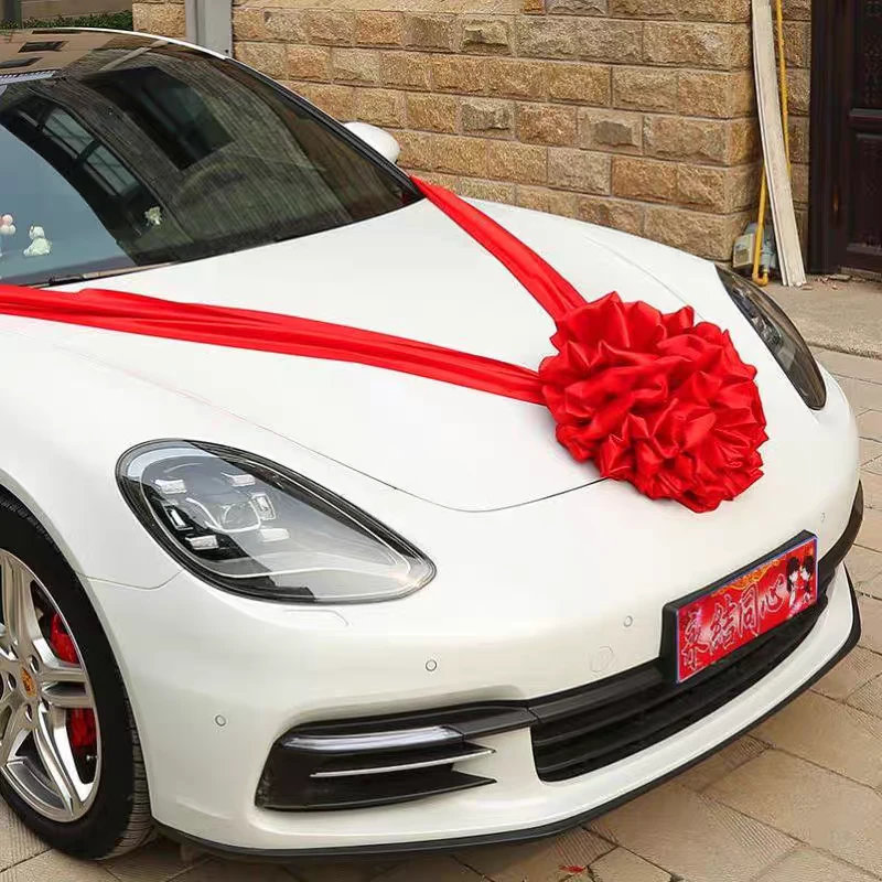 结婚婚车装饰大红花球新车交车挂红大红花开业典礼开幕红布红绣球