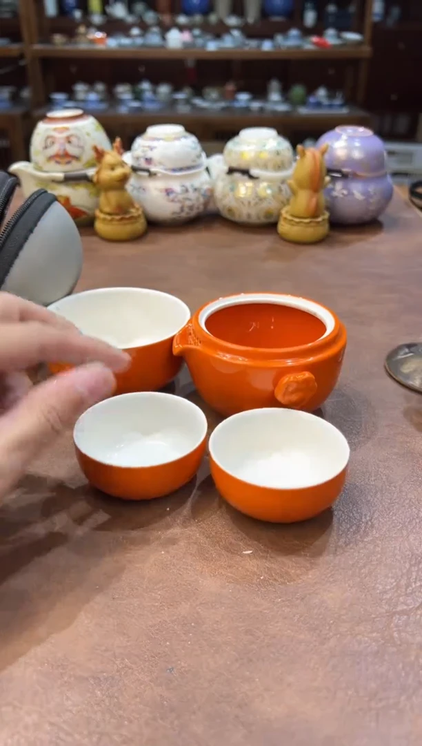 真的很便宜超好看会开片的旅行茶具