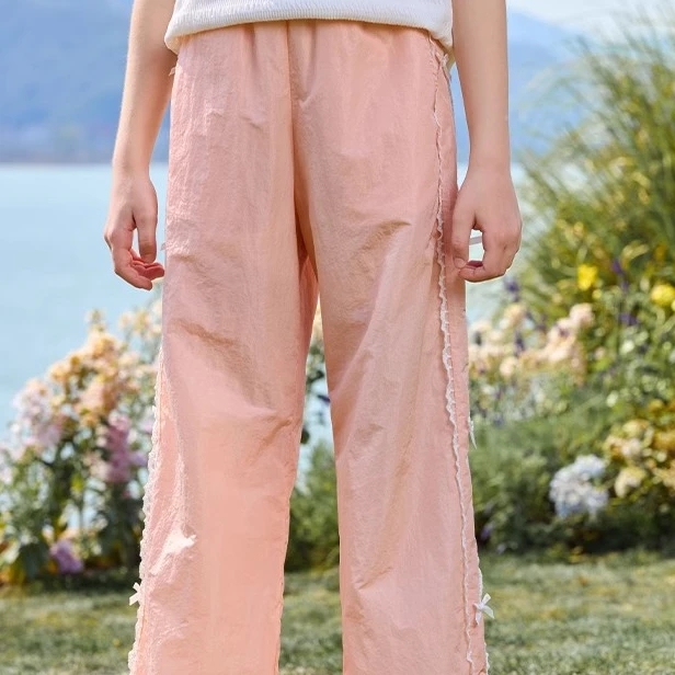 女童蝴蝶结工装裤夏季新款洋气中大童薄款裤子儿童薄款休闲裤1041