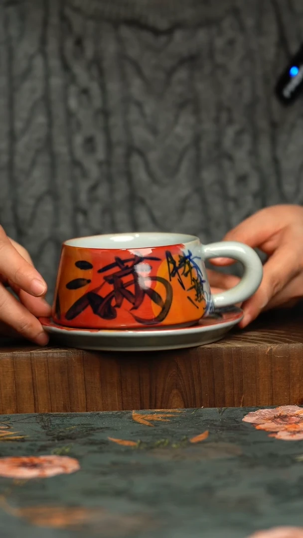 杯釉下彩手工手绘同款陶器