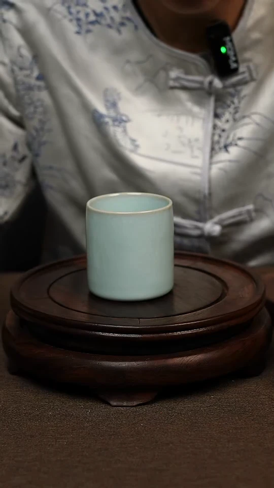 瓷片天青色直口杯100ml微瑕不带礼盒