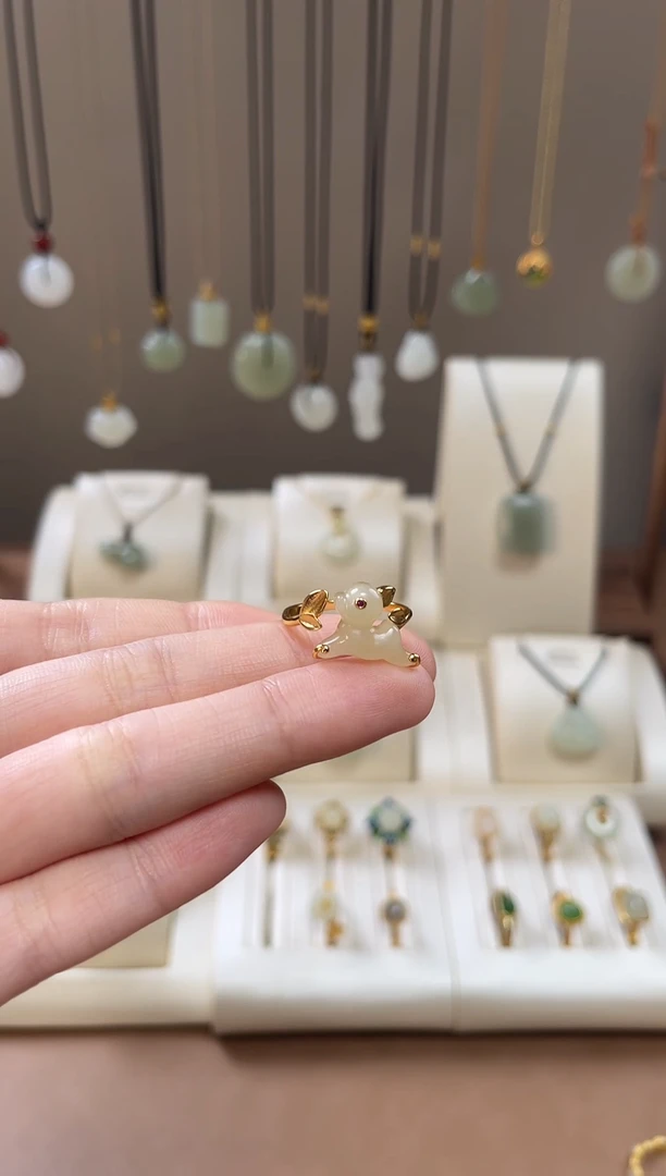 颈饰银S925镶嵌和田玉和田玉戒指