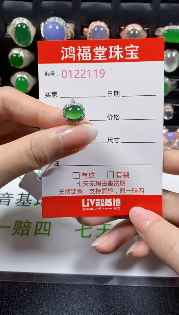 翡翠戒指银S925镶嵌2119