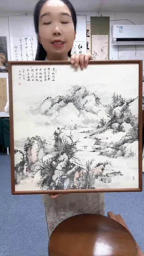 国画52*52实木画框顺丰包邮手绘