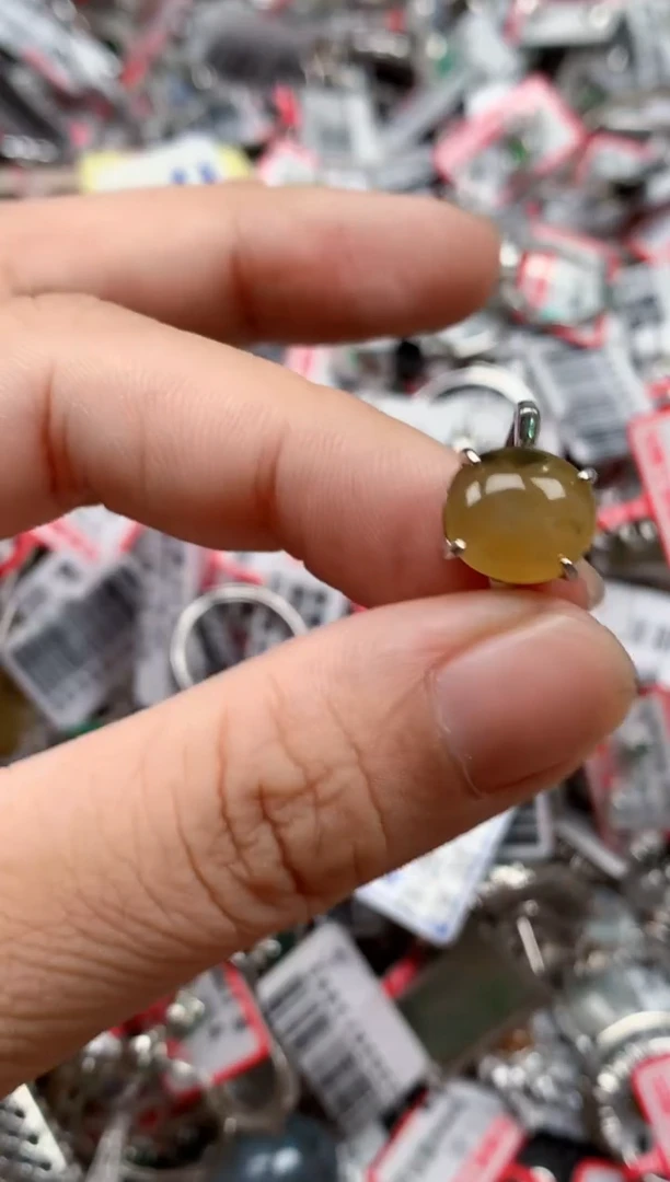 银S925镶嵌戒指翡翠天然A货缅甸翡翠