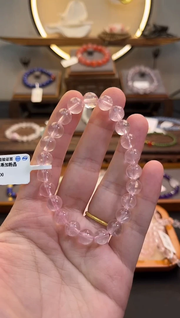 水晶手链未镶嵌货号1124 马达加斯加粉晶