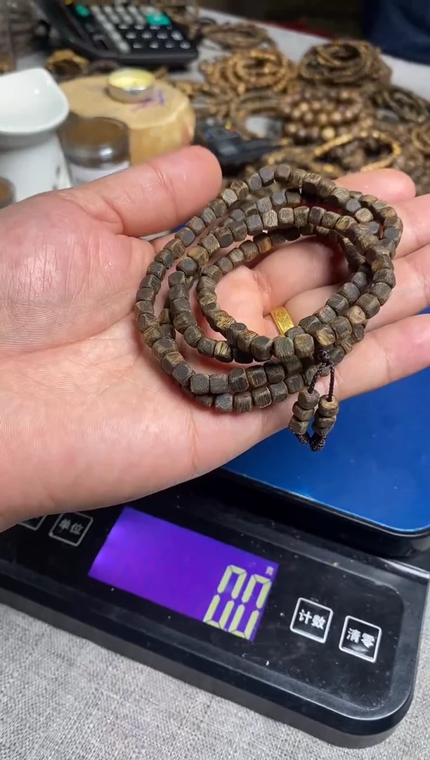 沉香手串张勺子货头沉水方糖珠多圈手串多样性发一