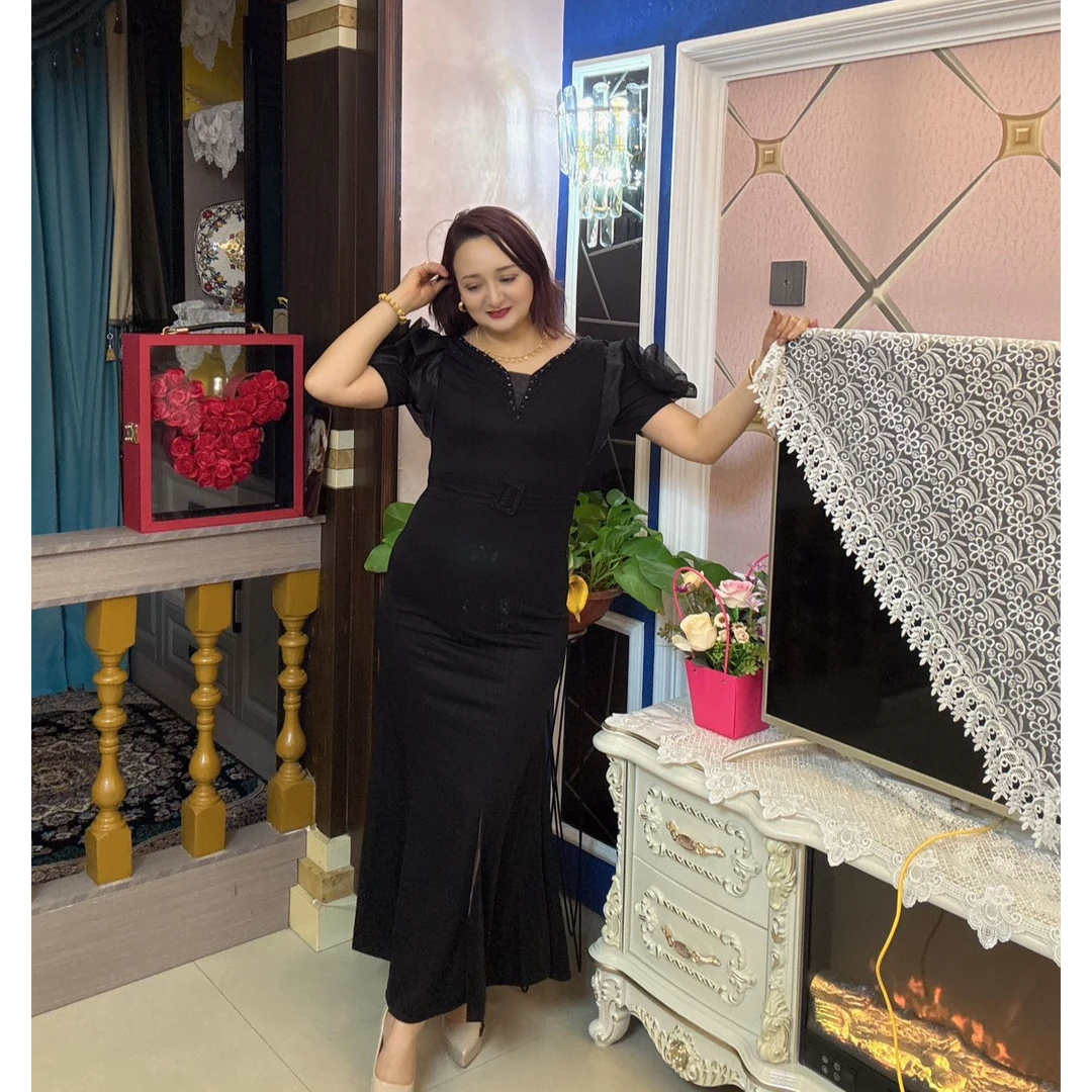 春季短袖长款连衣裙 显瘦 气质 性感 时尚